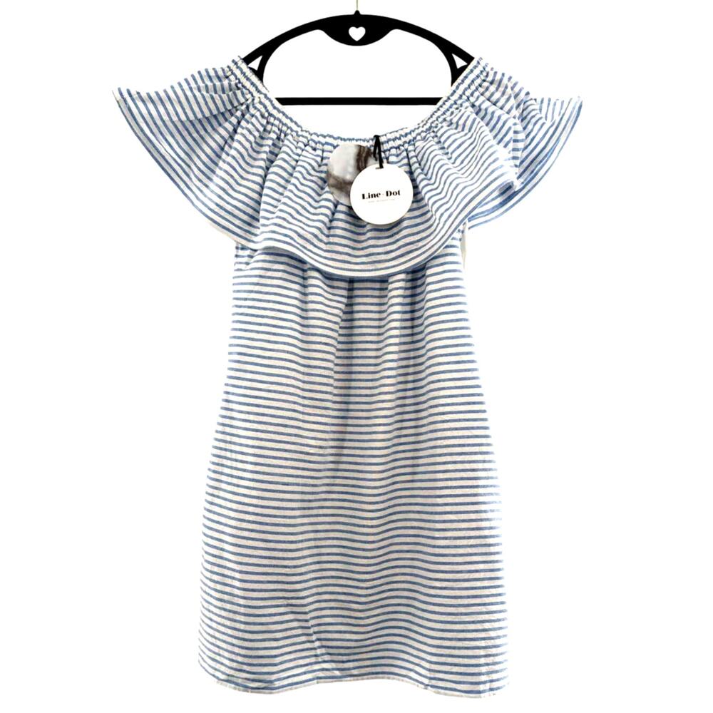 Line & Dot Blue Stripe Dress Lea Size XS